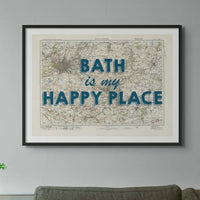 Bath is my Happy Place Art Print | Vintage Map Print of Bath - Unframed Wall Art
