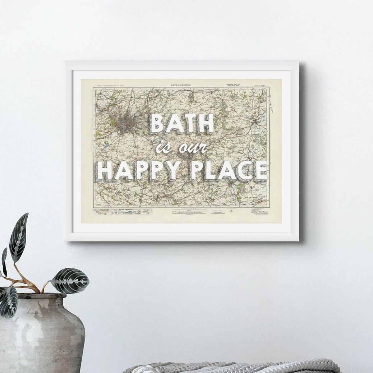 Bath is our Happy Place Art Print  | Vintage Map Print of Bath - Unframed Wall Art