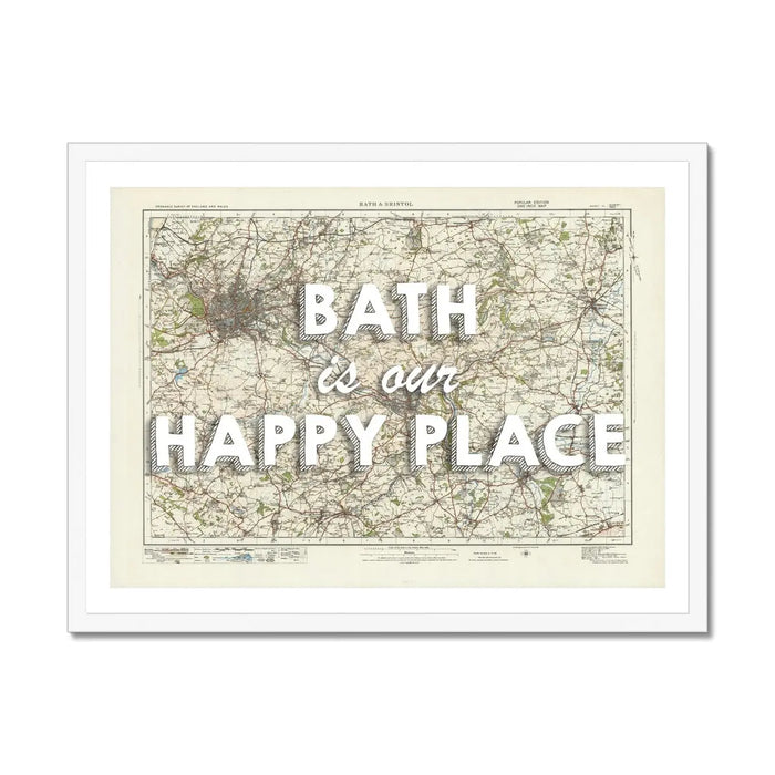 Bath is our Happy Place Art Print | Vintage Map Print of Bath - Framed Wall art