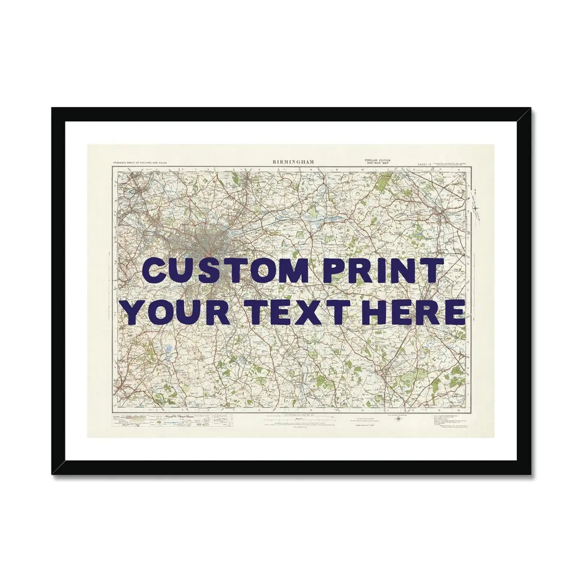 Custom Map print of Birmingham | Personalised Map Print | Map Wall Art - Framed Wall Art