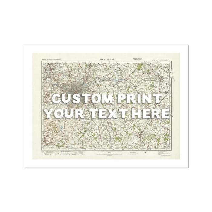 Custom Map print of Birmingham | Personalised Map Print | Map Wall Art in White Hand Drawn Font - Unframed wall art