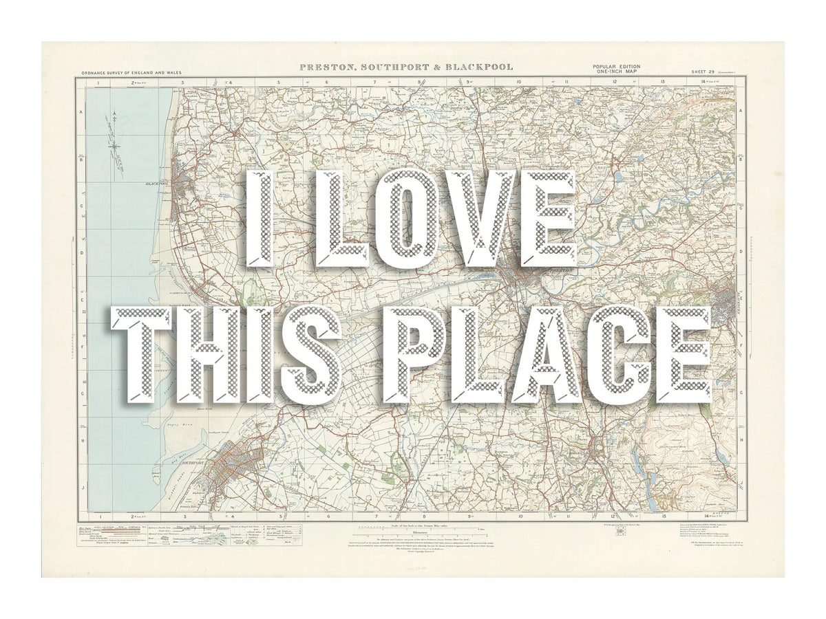 Blackpool Personalised Map Print | Custom Map of Blackpool | White Vintage Font - Framed Art Print