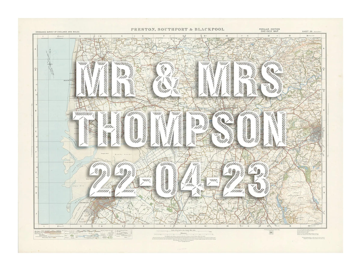Blackpool Personalised Map Print | Custom Map of Blackpool | White Vintage Font - Framed Art Print