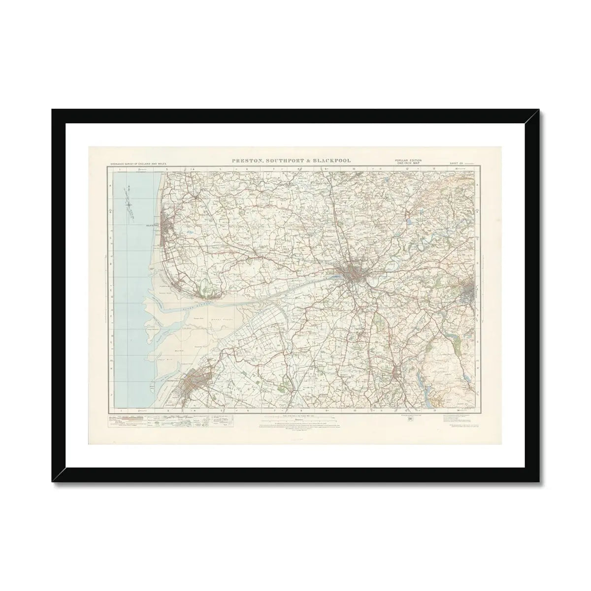 Blackpool Vintage Map Print | Map Print of Blackpool - Framed Wall Art