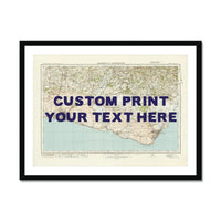 custom Map print of Brighton | Personalised Map Print | Map prints in Navy Hand Drawn Font- Framed Wall Art