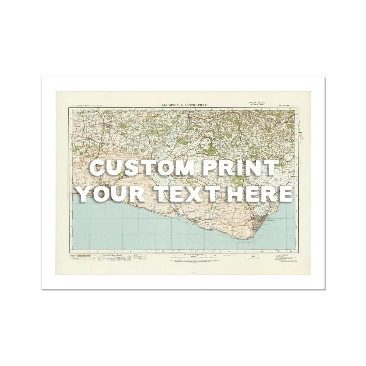 Custom Map print of Brighton | Personalised Map Print | Map Prints in white font - Unframed Wall art