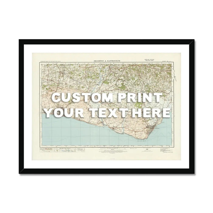 Map Print of Brighton | Personalised Map Print | Map Wall Art in White Hand Drawn Font - Framed Wall Art
