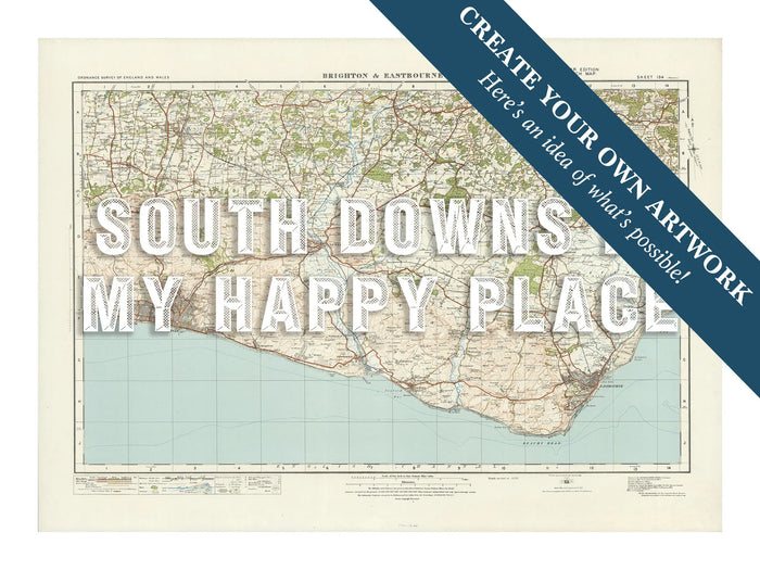 Custom Map Print of Brighton | Personalised Map Print | Map Prints in white font - Framed wall art