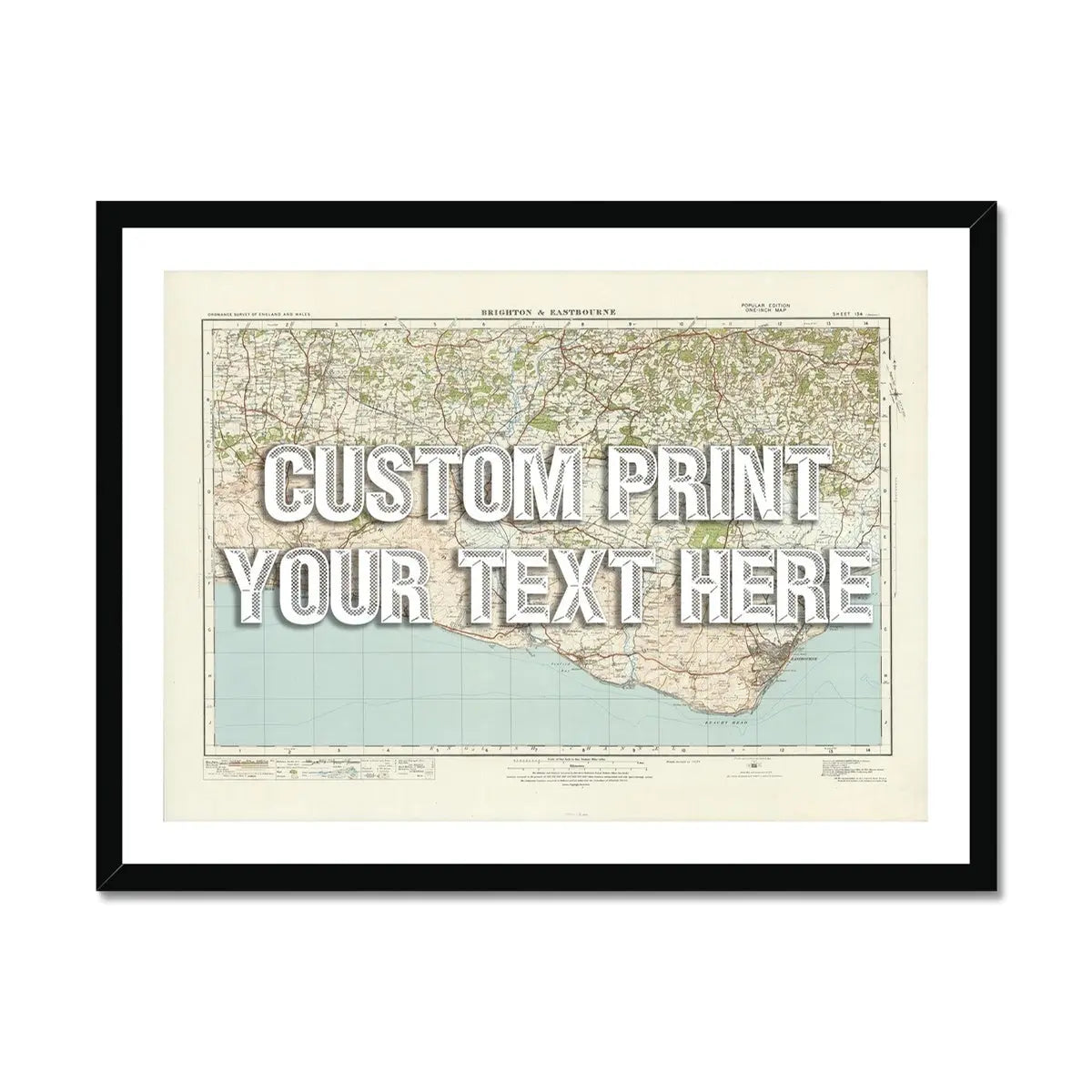 Custom Map Print of Brighton | Personalised Map Print | Map Prints in white font - Framed wall art