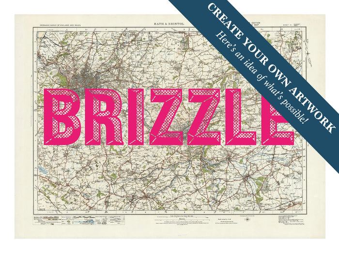 Map Print of Bristol & Bath | Personalised Map Print | Map Prints in Pink - Framed Wall Art