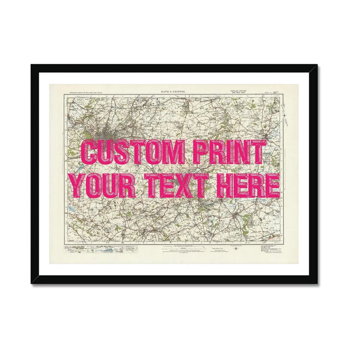 Map Print of Bristol & Bath | Personalised Map Print | Map Prints in Pink - Framed Wall Art