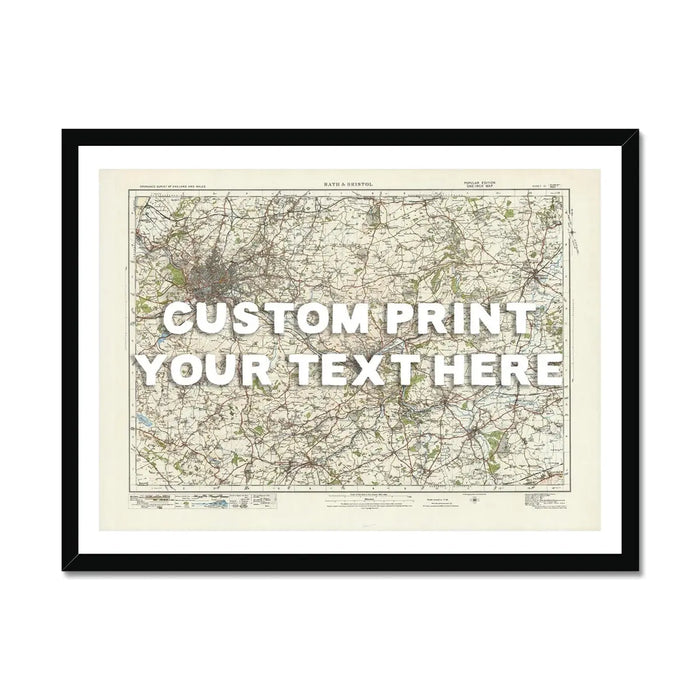 Map Print of Bristol & Bath | Personalised Map Print | Map prints in white font - Framed wall art