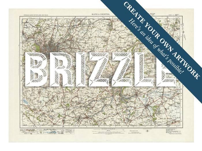 Map Print of Bristol & Bath | Personalised Map Print | Map Print in white font - Unframed wall art