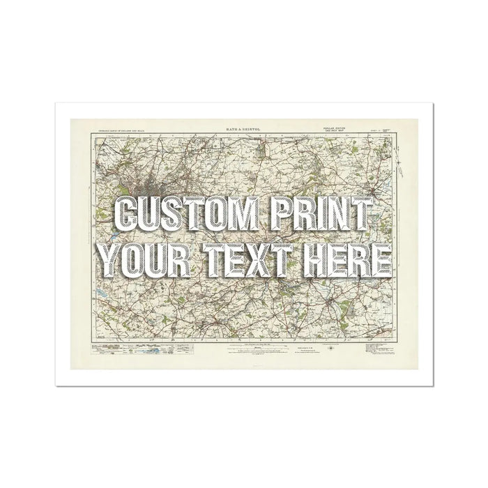 Map Print of Bristol & Bath | Personalised Map Print | Map Print in white font - Unframed wall art