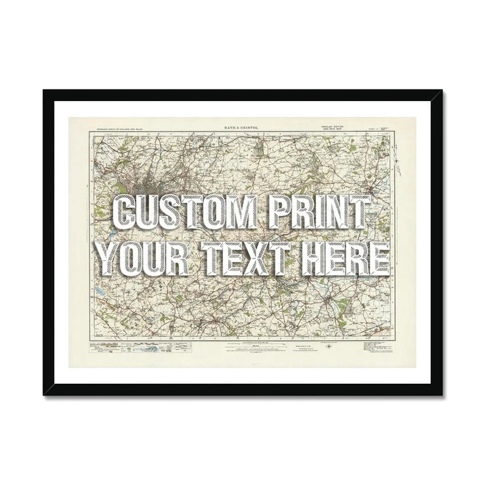 custom Map Print of Bristol & Bath | Personalised Map Print | Map Prints in white font - Framed wall art