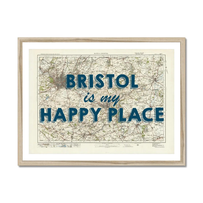 Bristol is my Happy Place Vintage Map Print Bristol Beach