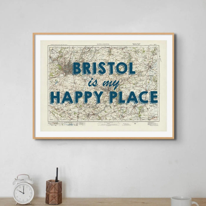 Bristol is my Happy Place Art Print | Vintage Map Print of Bristol - Unframed Wall Art