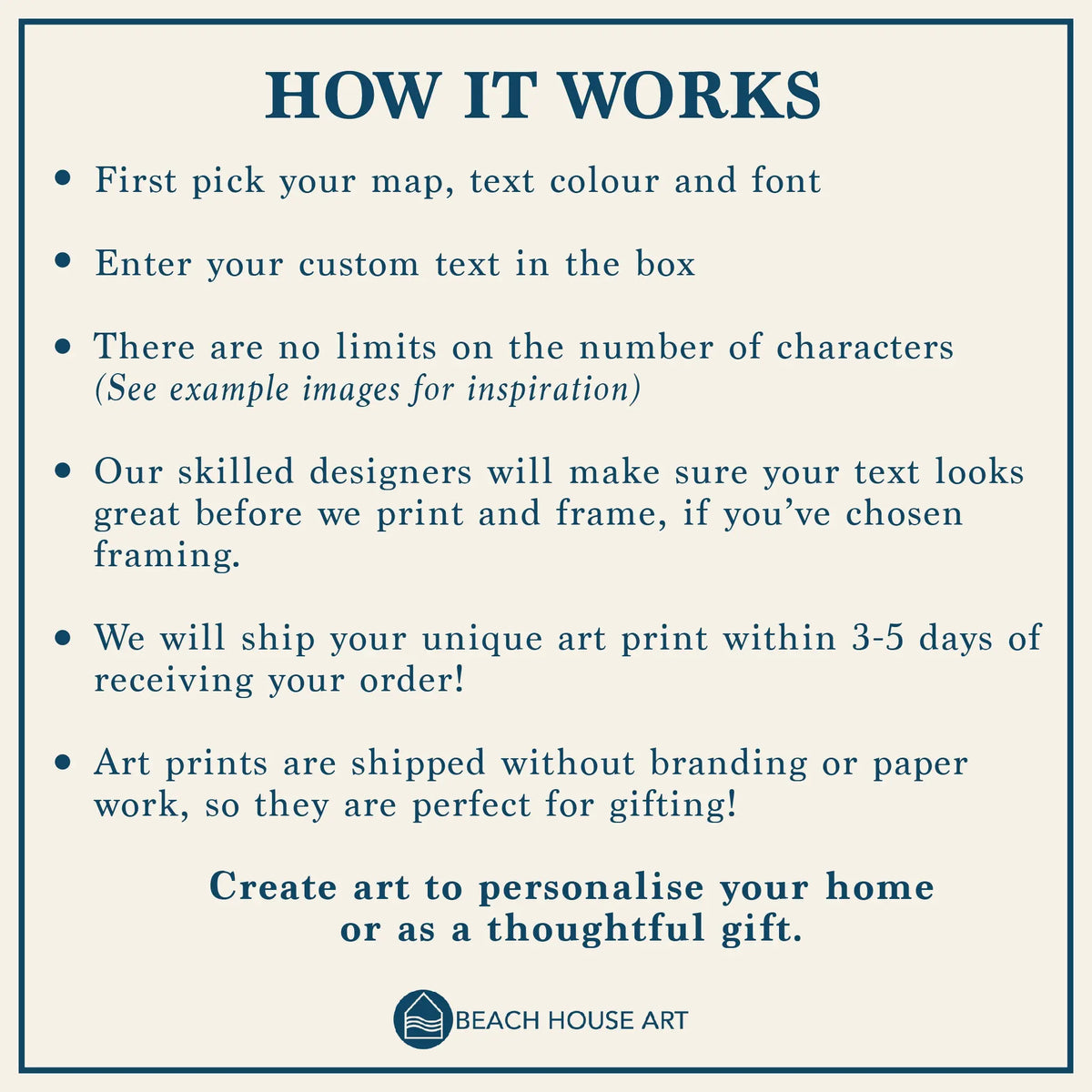 Map Print of Cornwall | Personalised Map Art Print with Navy Font - Unframed Wall Art