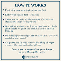 Custom Map Print of Cornwall | Personalised Art Print in Pink Font - Unframed Wall Art