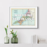 Custom Map Print of Cornwall | Personalised Art Print in White Font - Unframed Wall Art