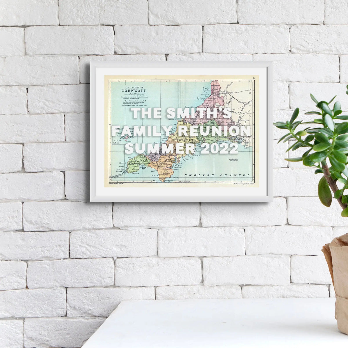 Custom Map Print of Cornwall | Personalised Art Print in White Font - Unframed Wall Art