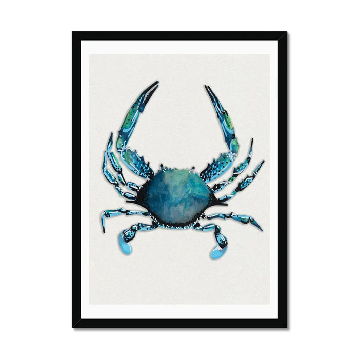 Crab Painting Print | Watercolour Shellfish Art - Framed Wall Art