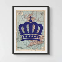 "The Crown" Queen's Platinum Jubilee Special Edition (United Kingdom Map) Vintage Map Art - Framed - Beach House Art
