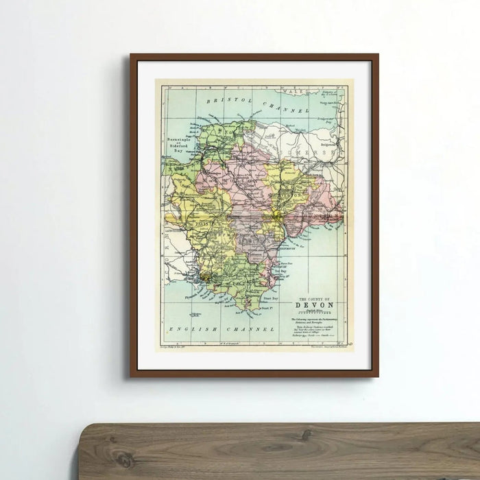 Devon Vintage Map (Devon Map) - Unframed - Beach House Art