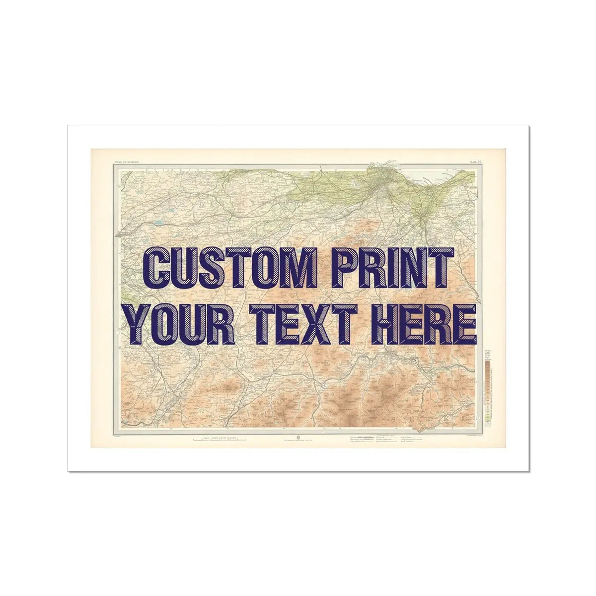 Edinburgh Personalised Map Print | Custom Map of Edinburgh | Navy Vintage Font - Unframed Wall Art