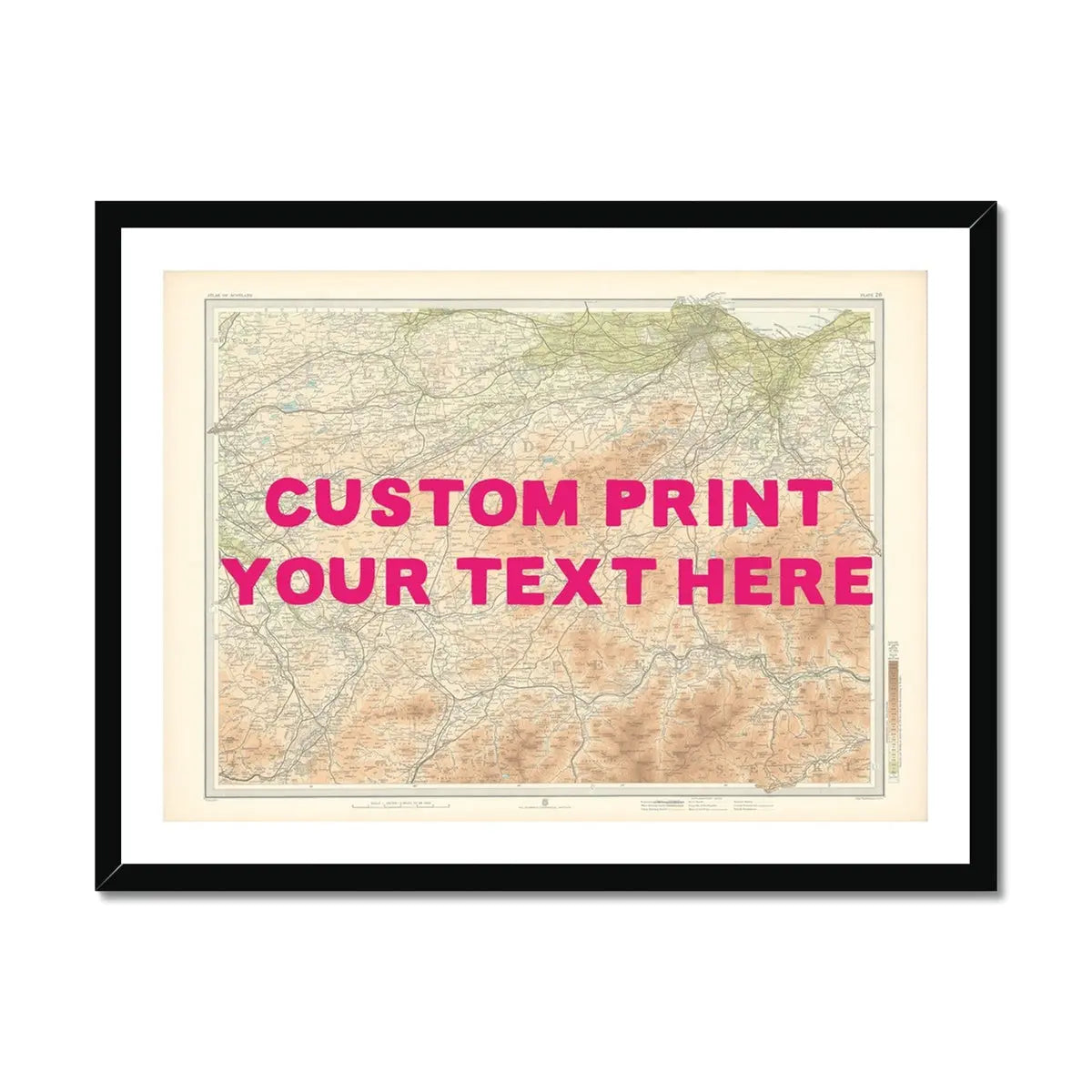 Edinburgh Personalised Map Print | Map Print of Edinburgh | Pink Hand Drawn Font - Framed Wall Art