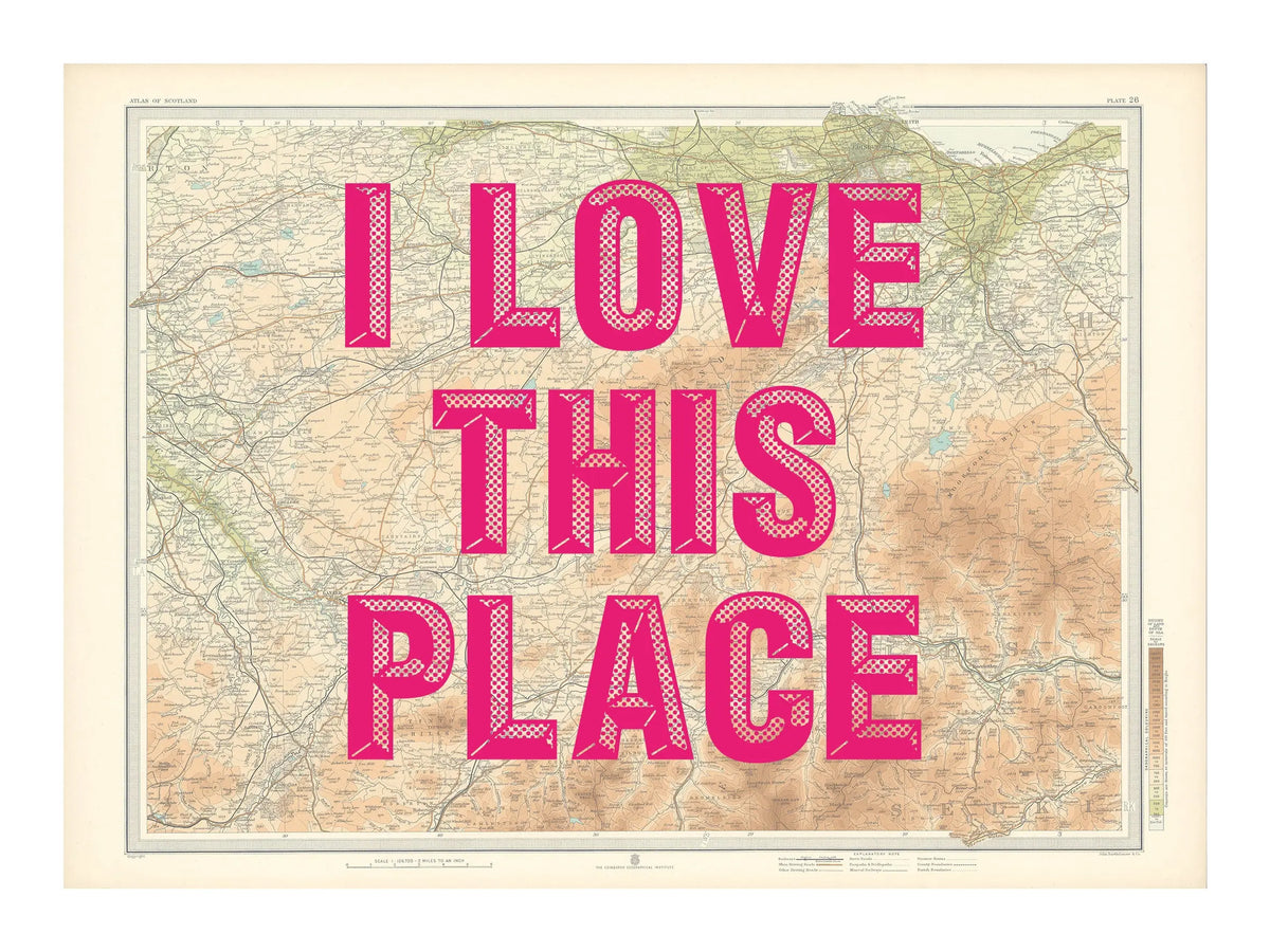 Edinburgh Personalised Map Print | Map Print of Edinburgh | Pink Vintage Font - Unframed Custom Map Art