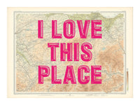 Edinburgh Personalised Map Print | Map Print of Edinburgh | Pink Vintage Font - Unframed Custom Map Art
