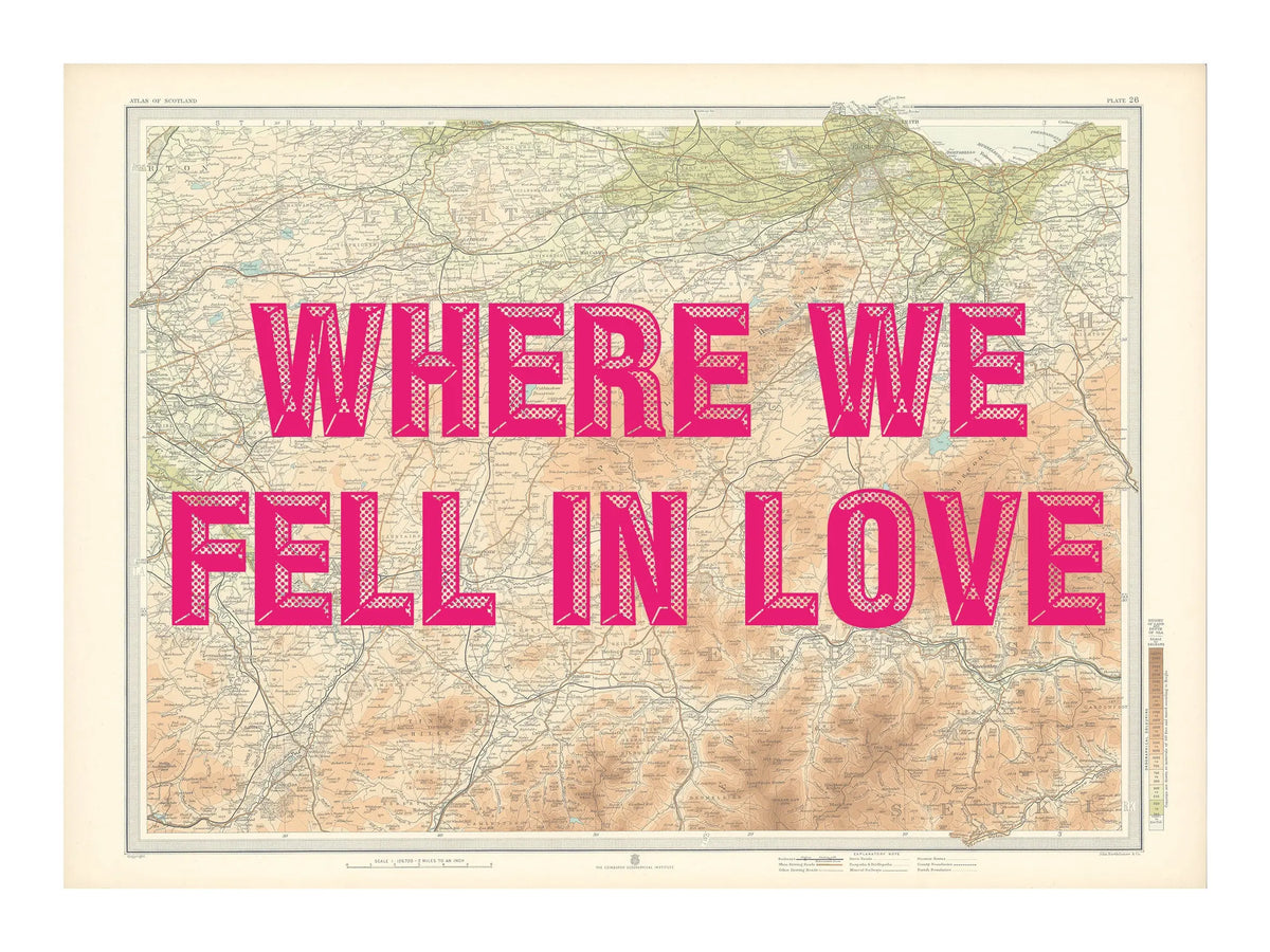 Edinburgh Personalised Map Print | Map Print of Edinburgh | Pink Vintage Font - Unframed Custom Map Art