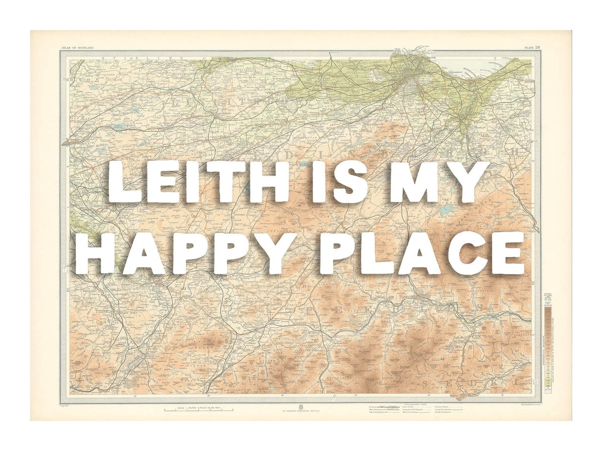 Edinburgh Personalised Map Print | Map Print of Edinburgh | White Hand Drawn Font - Unframed Wall Art