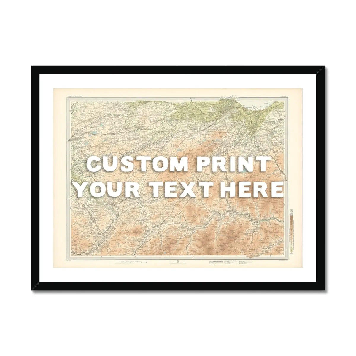 Edinburgh Personalised Map Print | Map Print of Edinburgh | White Hand Drawn Font - Framed Wall Art