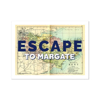 Escape to Margate (Kent Map) Vintage Map Art - Unframed - Beach House Art