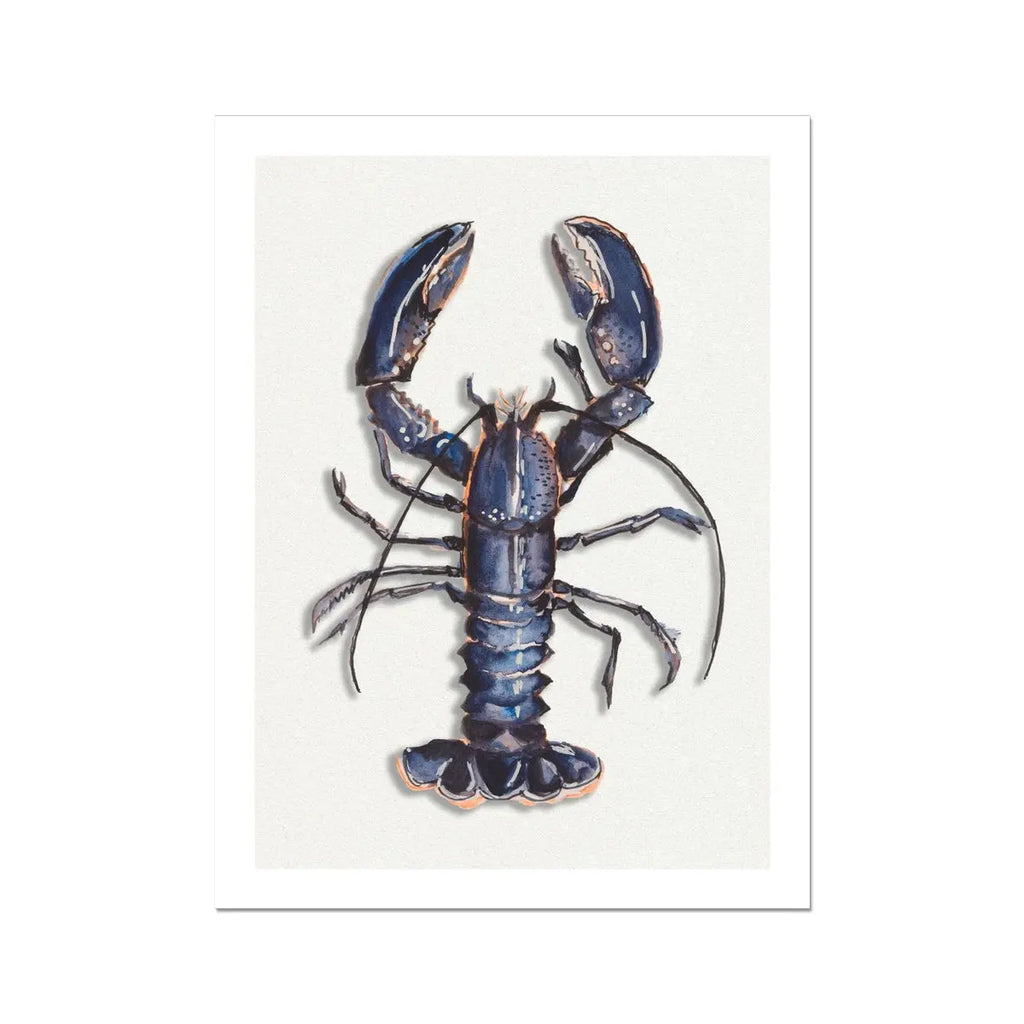 fine art lobster art print - watercolour painting of a blue lobster on paper - Unframed Wall Art
