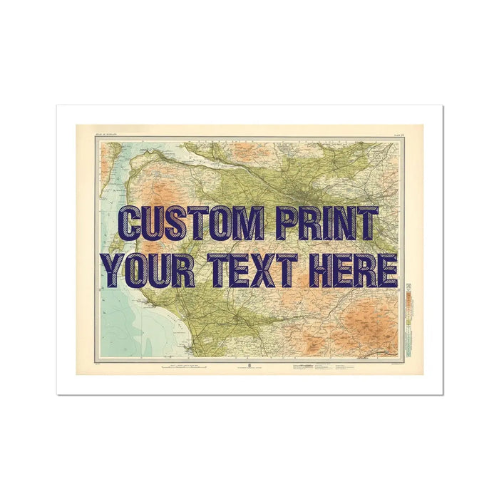 Glasgow Personalised Map Print | Map Print of Glasgow | Navy Vintage Font - Unframed Custom Wall Art