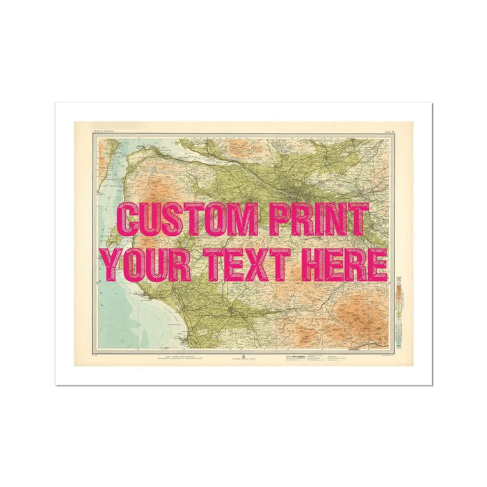 Glasgow Personalised Map Print | Custom Map of Glasgow | Pink Vintage Font - Unframed Wall Art