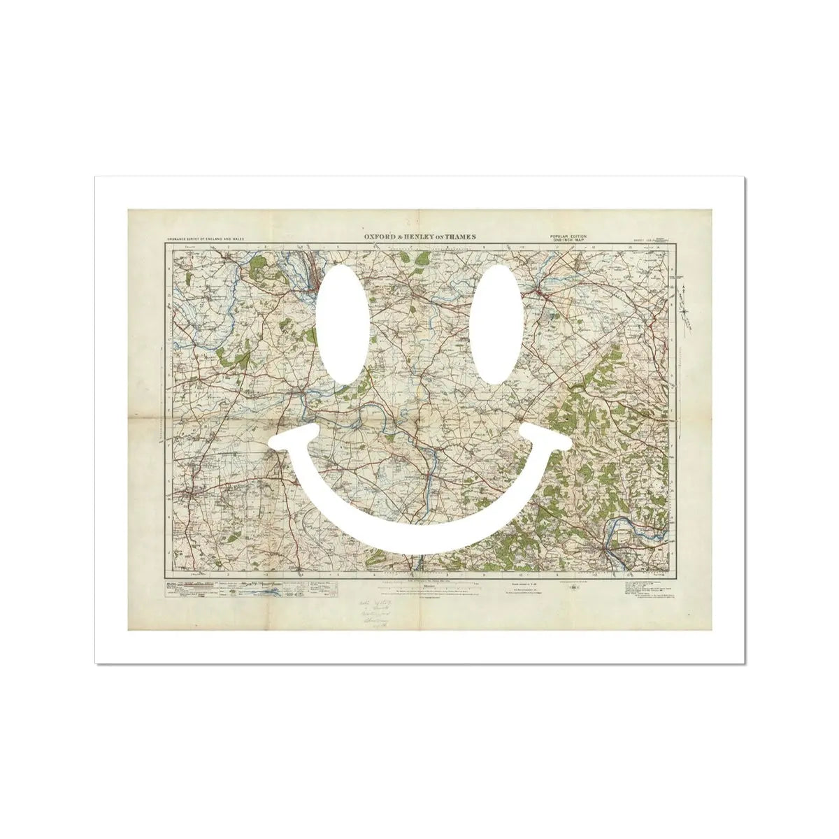 Henley Makes Me Smile (Map of Henley) Vintage Map Art - Unframed - Beach House Art