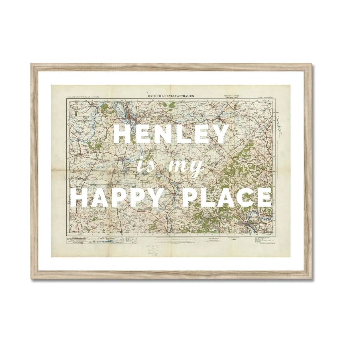Henley is my Happy Place (Map of Henley) Vintage Map Art - Framed - Beach House Art