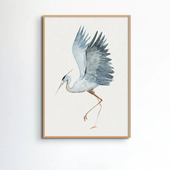 Heron Dancing Print | Vintage Bird Art Print - Unframed Heron Wall Art