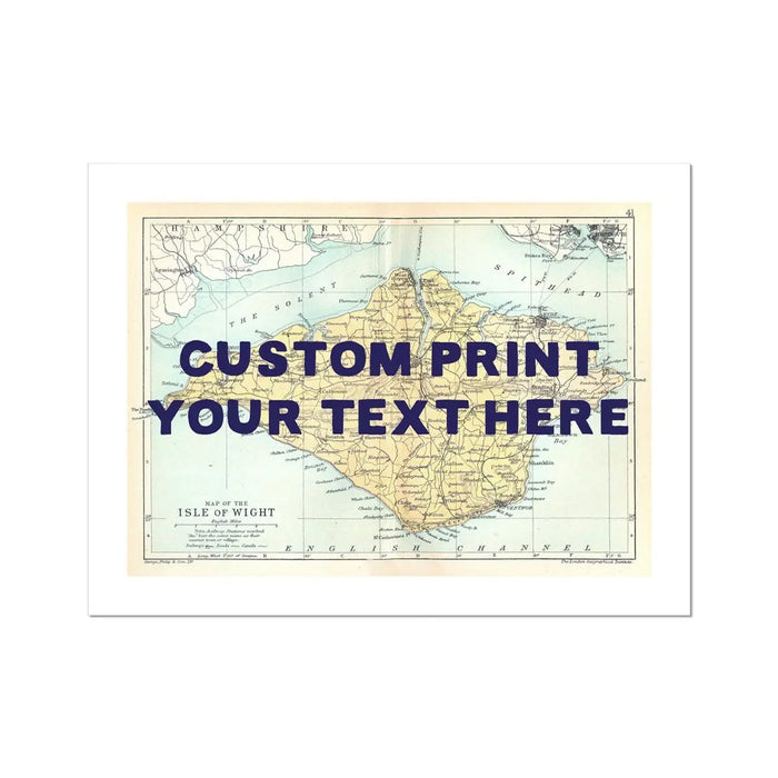 Isle of Wight Map Personalised Art Print in Navy Font - Unframed Wall Art