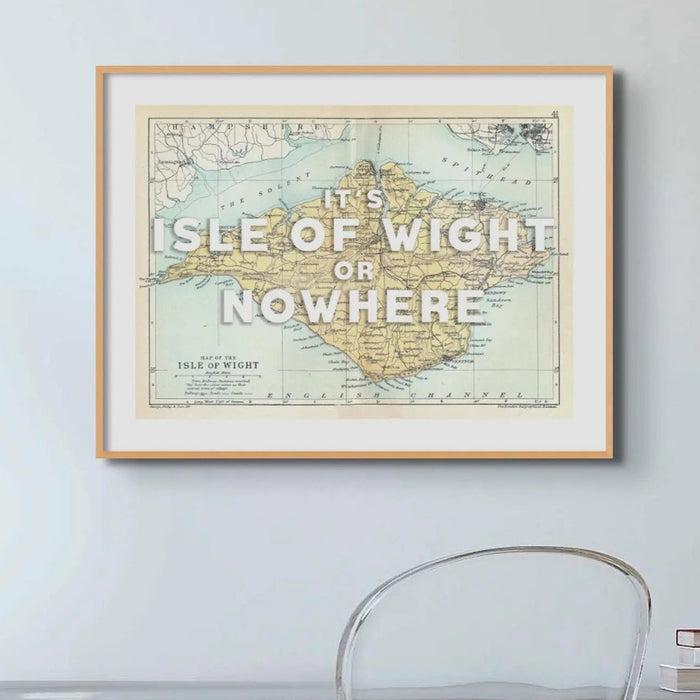 IOW or Nowhere White Edition Art Print | Isle of Wight Map Print | Vintage Map Art - Unframed Wall Art