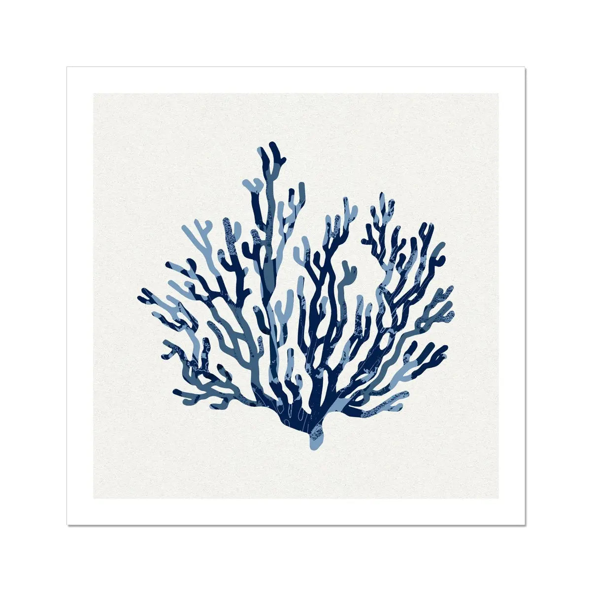 Indigo Coral Print - Coral Wall Art - Watercolour Shell Art