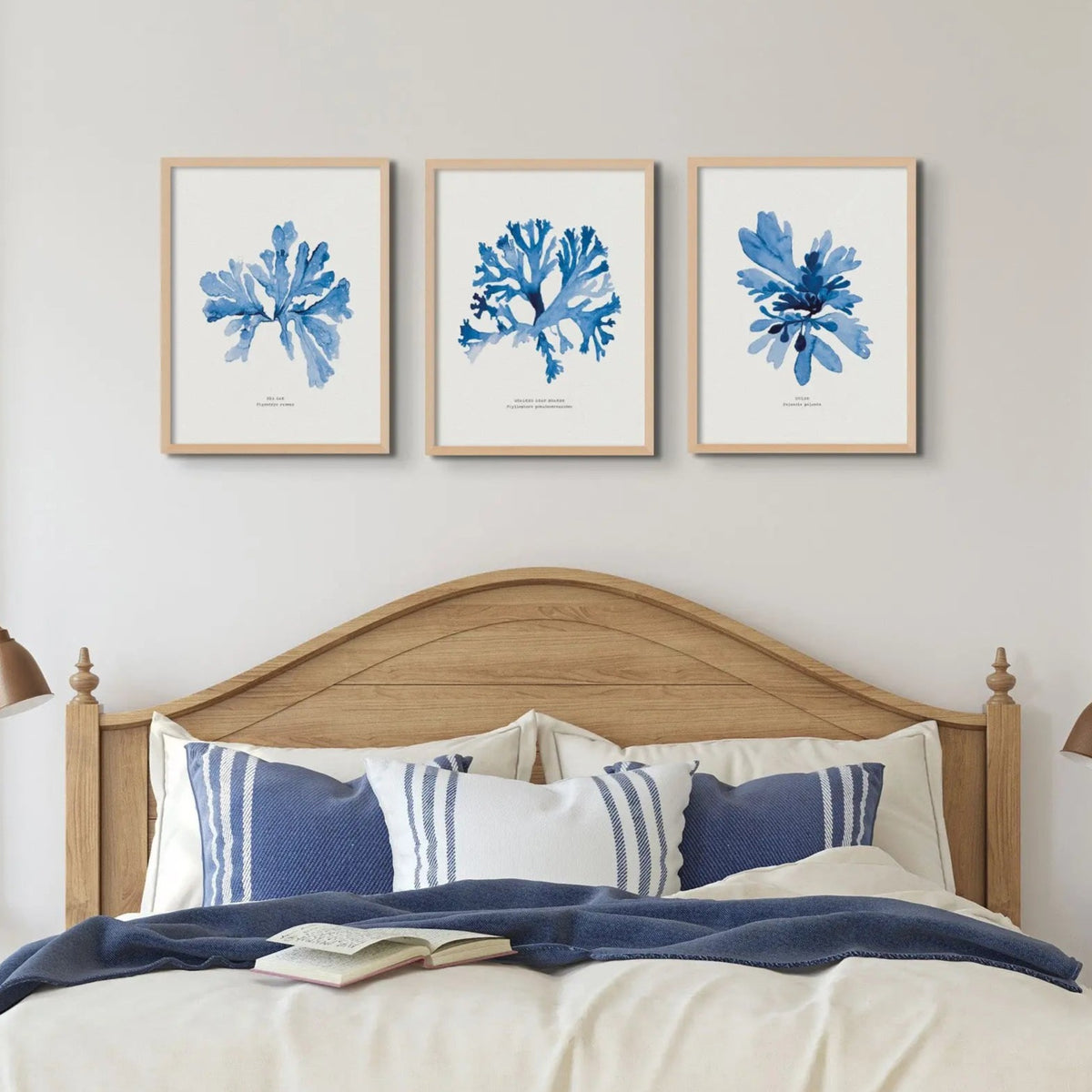 Indigo Seaweed Print Wall Art (Sea Oak) - Unframed - Beach House Art