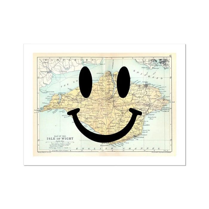 Isle of Wight Makes Me Happy (Isle of Wight Map) Vintage Map Art - Unframed - Beach House Art