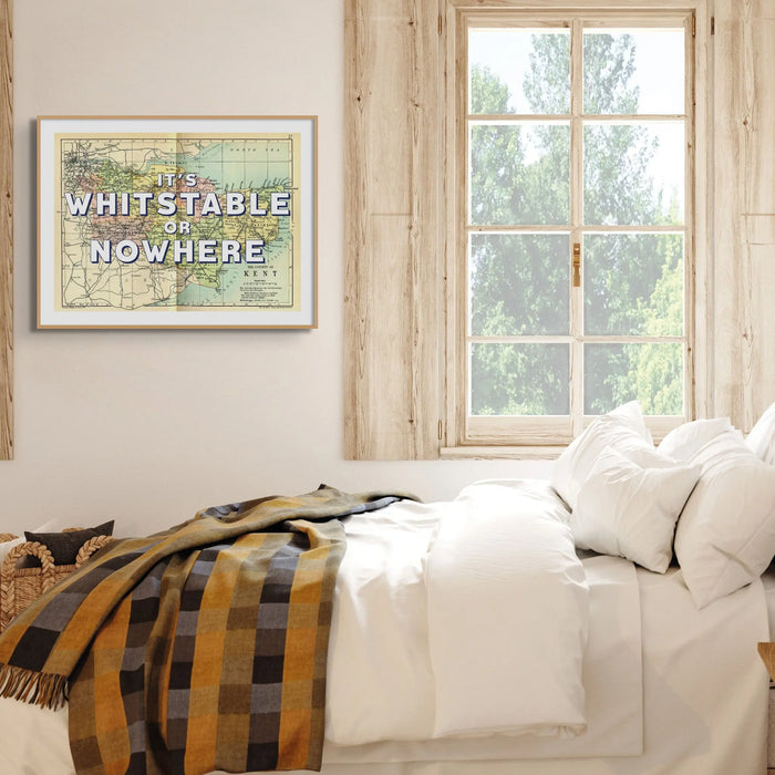 It's Whitstable or Nowhere (Kent Map) Vintage Map Art - Unframed - Beach House Art