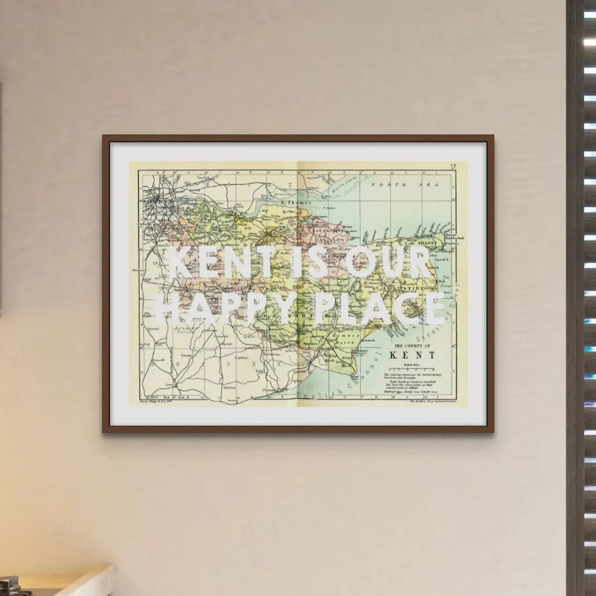 Kent is our Happy Place (Kent Map) Vintage Map Art - Unframed - Beach House Art