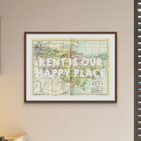 Kent is our Happy Place (Kent Map) Vintage Map Art - Unframed - Beach House Art
